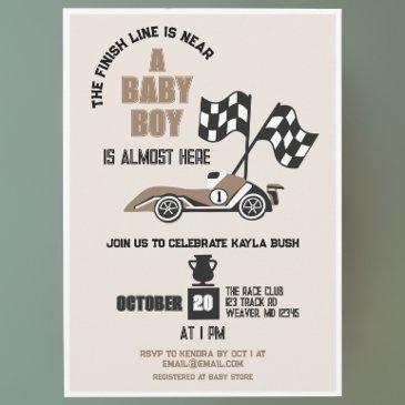 race car sporty boy baby shower invitation