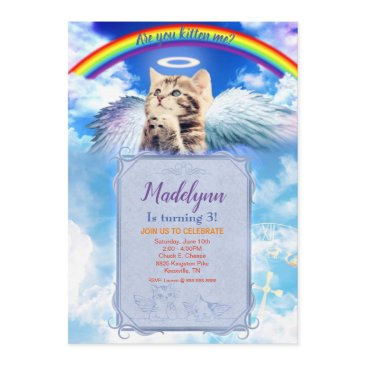rainbow angel cat angelic invitation