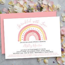 Small Rainbow Baby Shower Girl Baby Sprinkle Invitation Front View