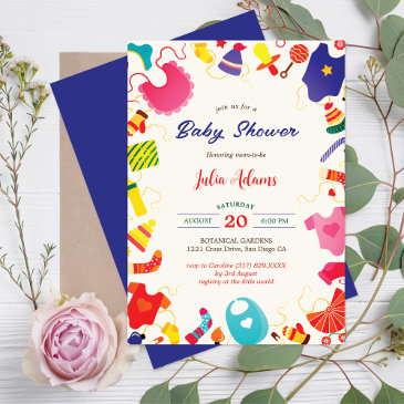 rainbow color cute wardrobe baby shower invitation