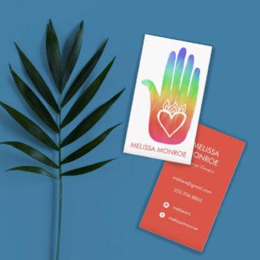 rainbow healing hand bodywork massage business invitations
