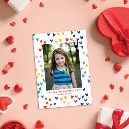 Small Rainbow Hearts Classroom Valentine's Photo Invitations Front View