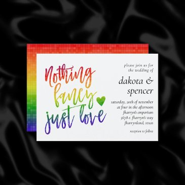 rainbow nothing fancy just love | casual wedding invitation