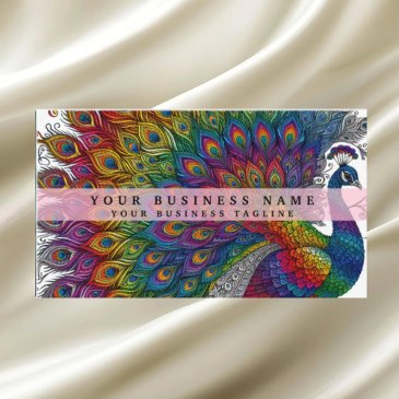 rainbow peacock business invitations