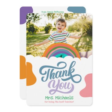 rainbow splash flat thank you invitations for teachers