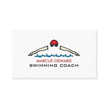 rapid swimming icon, swimming coach & lifeguard business invitations