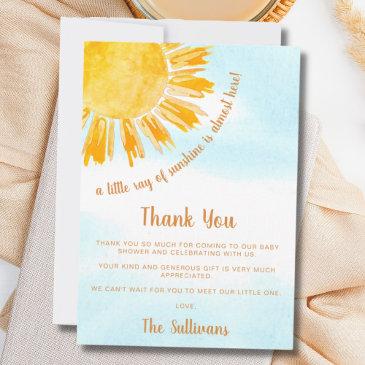 ray of sunshine blue sky baby shower thank you invitations