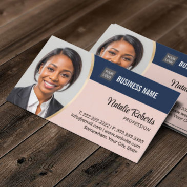 real estate agent realtor blue & pink custom photo business invitations