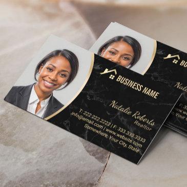 real estate gold house logo realtor marble photo business invitations