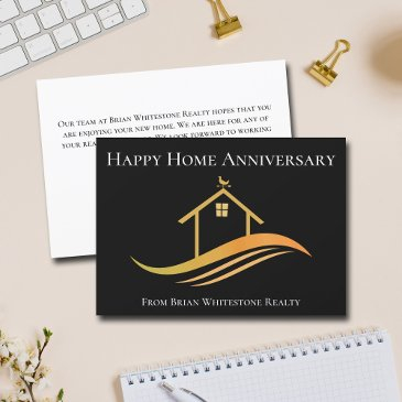real estate happy home anniversary chic black invitations
