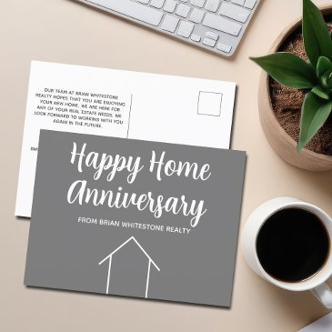 real estate happy home anniversary custom grey postinvitations