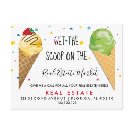 Small Real Estate Ice-cream Scoop Referrals Announcement Front View