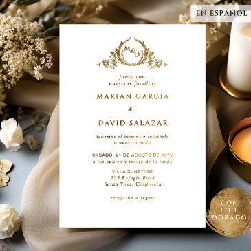 real golden metal emblem wedding invitation foil invitation