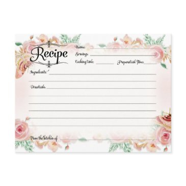 recipe blush pink floral rose gold bridal shower postinvitations