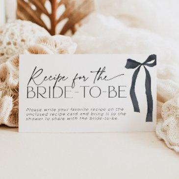 recipe for the bride-to-be request goth black bow enclosure invitations