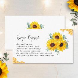 Small Recipe Request Bride To Bee Honeycomb Sunflower Enclosure Invitations Front View