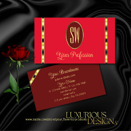 Small Red And Burgundy Modern With Monogram Professional Business Invitations Front View
