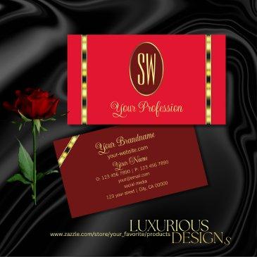 red and burgundy modern with monogram professional business invitations