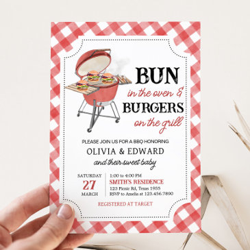 red burger bbq baby shower invitation
