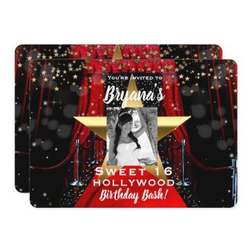 red carpet hollywood gold stars photo party invitation