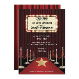 Small Red Carpet Hollywood Movie Premiere Baby Shower Invitation Front View