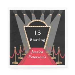 Small Red Carpet Movie Premiere Glamorous Birthday Party Napkins Front View