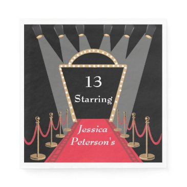 red carpet movie premiere glamorous birthday party napkins