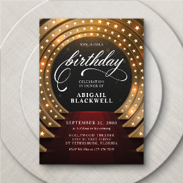 Small Red Carpet Vip Hollywood Birthday Invitation Front View