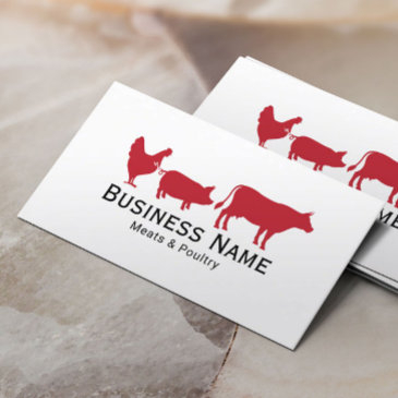 red chicken pig & cow meats & poultry market business invitations