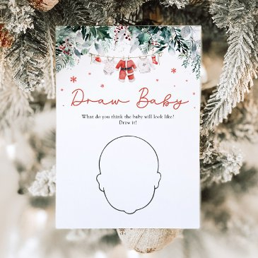 red christmas santa baby shower draw baby game invitation