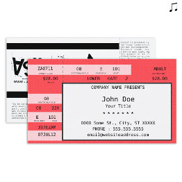 Small Red Concert Ticket Front View
