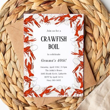 red crawfish boil seafood birthday party invitation