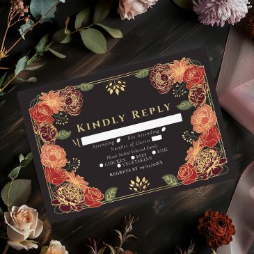 red fantasy enchanted flower garden wedding rsvp