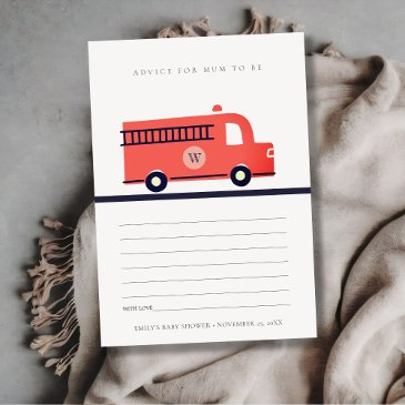 red fire truck engine advice for mum baby shower enclosure invitations