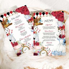 Small Red Floral Alice In Wonderland Birthday 15 Xv Menu Front View