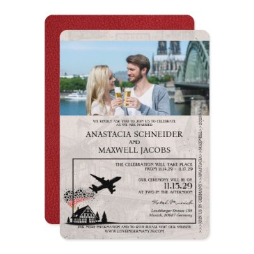 red germany passport wedding invitation