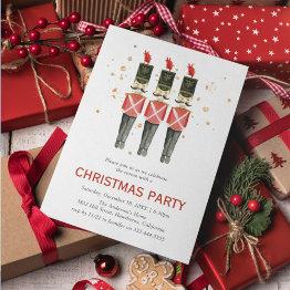 Small Red & Gold Nutcracker Christmas | Holiday Party Invitation Front View