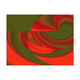 Small Red & Green Cubist Abstract Postinvitations Front View