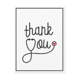 Small Red Heart Stethoscope Nurse Thank You Postinvitations Front View