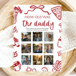 Small Red Italian Hand Drawn How Old Was The Daddy Game Invitation Front View