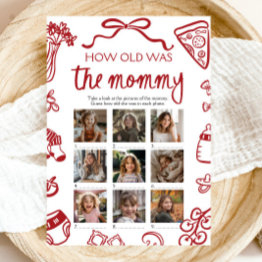 Small Red Italian Hand Drawn How Old Was The Mommy Game Invitation Front View