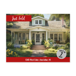 Small Red Just Sold Real Estate Marketing Logo Postinvitations Front View