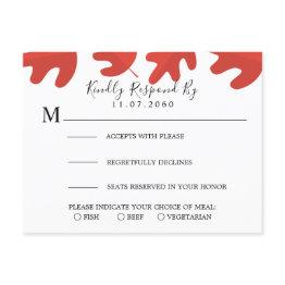 Small Red Maple Leaf Wedding Rsvp Invitations Front View
