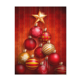 Small Red Ornaments Business Holiday Postinvitations Front View