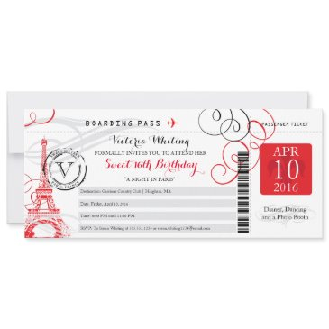 red paris eiffel tower | sweet 16 birthday invitation