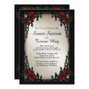 red rose gothic sweet sixteen iron gate gold invitation