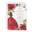 red roses sunflowers floral quinceañera sweet 16 invitation