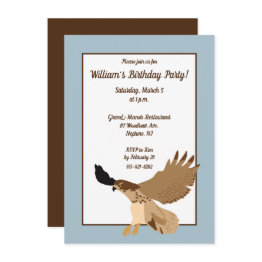 Small Red-tailed Hawk In Flight Birthday Party Invitation Front View