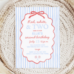 Small Red White And Two 4th Of July 2nd Birthday Invitation Front View