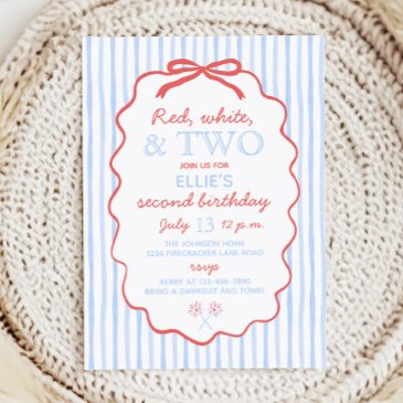 red white and two 4th of july 2nd birthday invitation